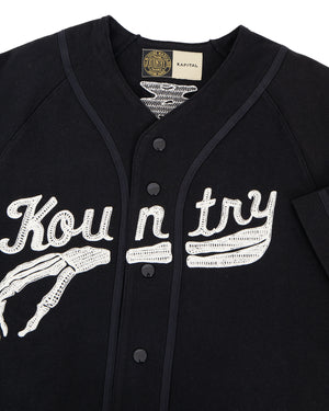 Kapital Densed Jersey Baseball Shirt, Bone, Black