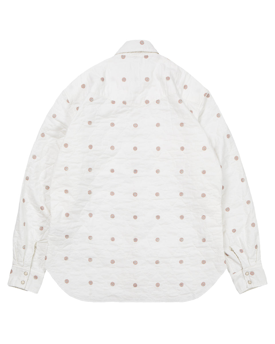 Kapital Cotton Quilting Mamemon Husky Western Shirt, White