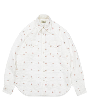 Kapital Cotton Quilting Mamemon Husky Western Shirt, White