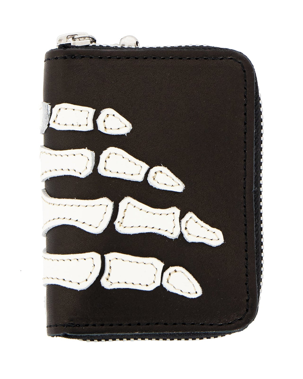 Kapital Thumb-up Bone Hand Zip Mini Wallet, Black