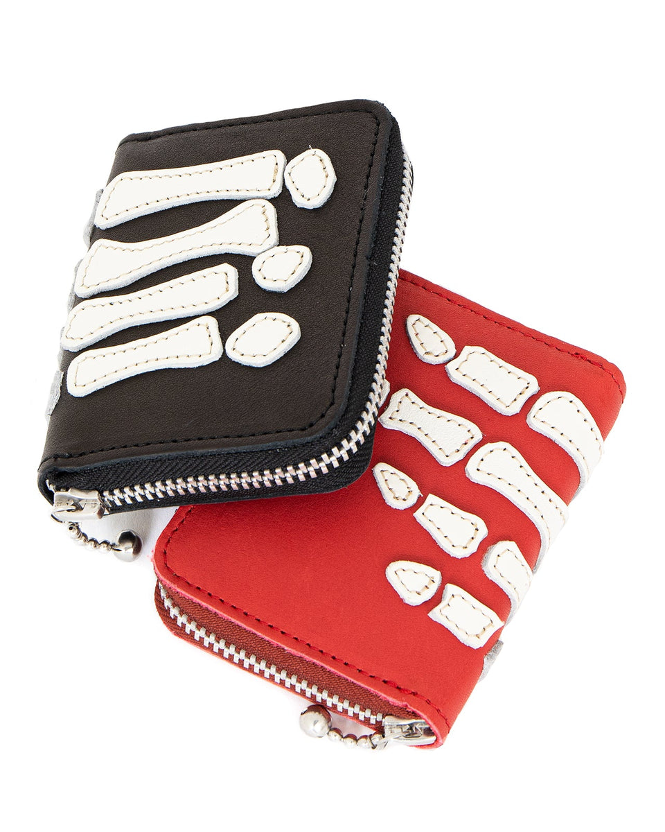 Kapital Thumb-up Bone Hand Zip Mini Wallet, Red