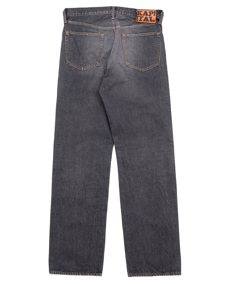 Kapital 14oz Black x Black Denim 5P Monkey TH, ZIP Version