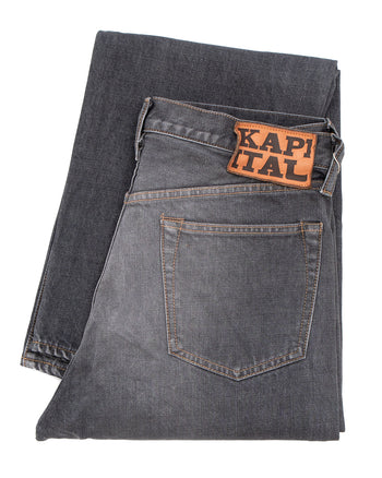 Kapital 14oz Black x Black Denim 5P Monkey TH, ZIP Version