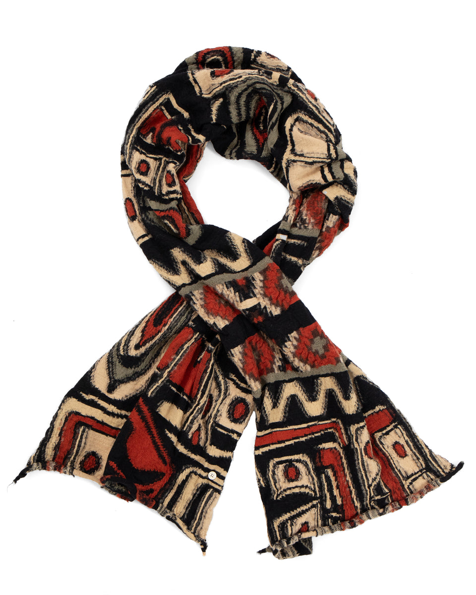 Kapital Fulling Wool Happy Scarf, Alaska Raven, Orange