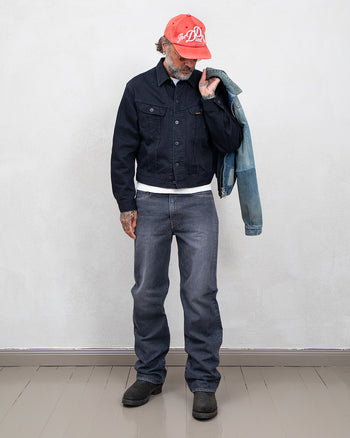 Kapital 14oz Black x Black Denim 5P Monkey TH, ZIP Version