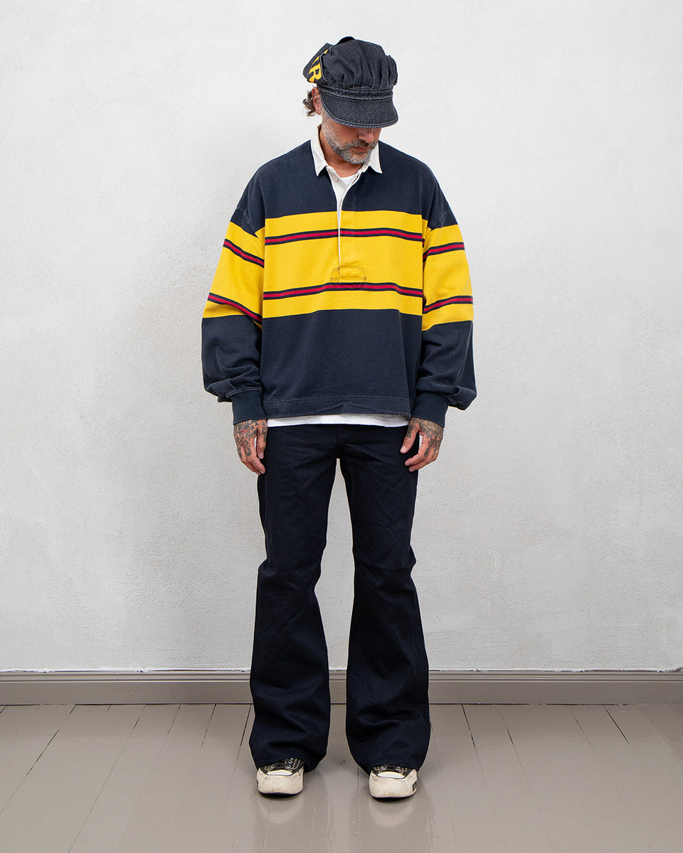 Kapital 16/-Panel Stripe Jersey Big Rugby Shirt, Black