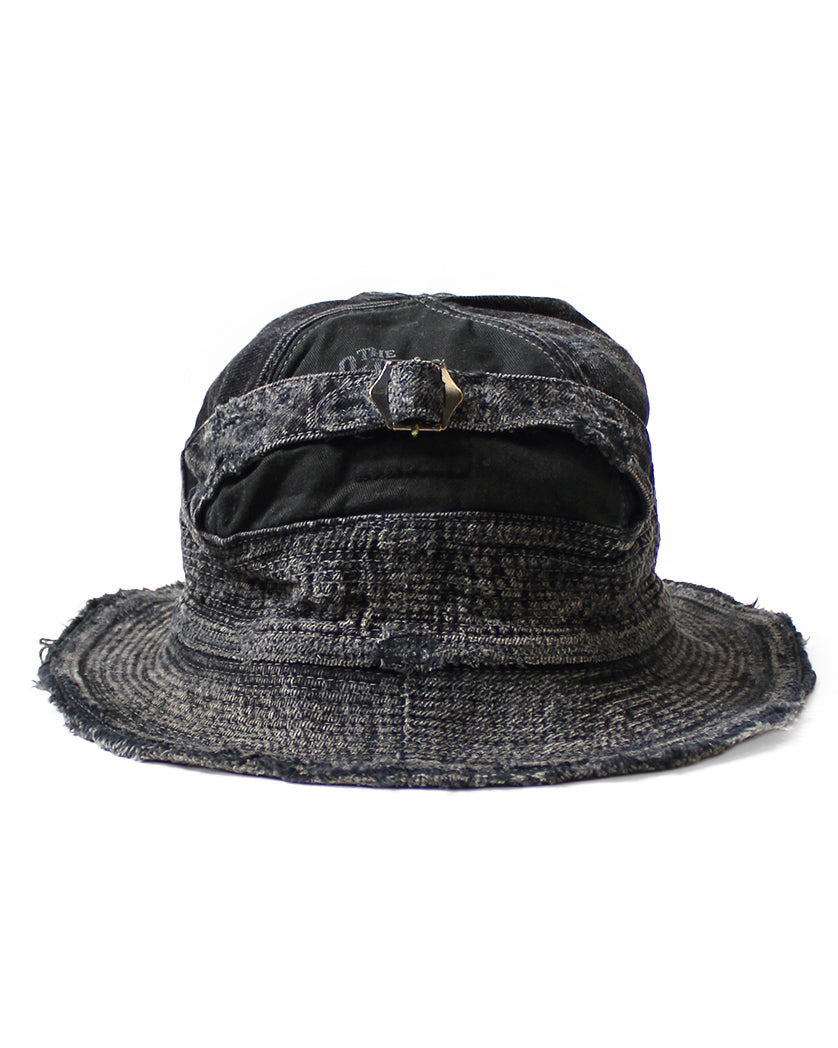 Kapital 11,5oz BLK x BLK Denim The Old Man And The Sea Hat (Crash Remake)