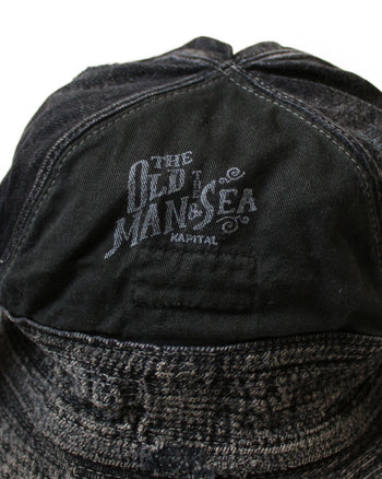 Kapital 11,5oz BLK x BLK Denim The Old Man And The Sea Hat (Crash Remake)
