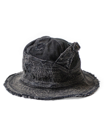 Kapital 11,5oz BLK x BLK Denim The Old Man And The Sea Hat (Crash Remake)