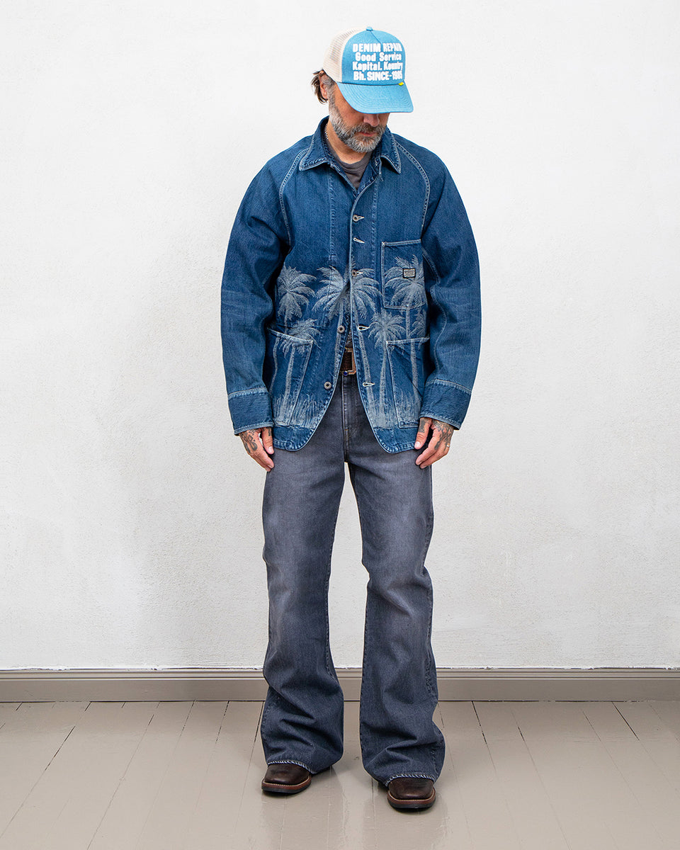 Kapital 12oz Palm-Tree Jacquard Denim Coverall