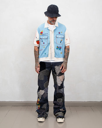 Kapital Knit x Chambray Polo Shirt, Isla Bonita