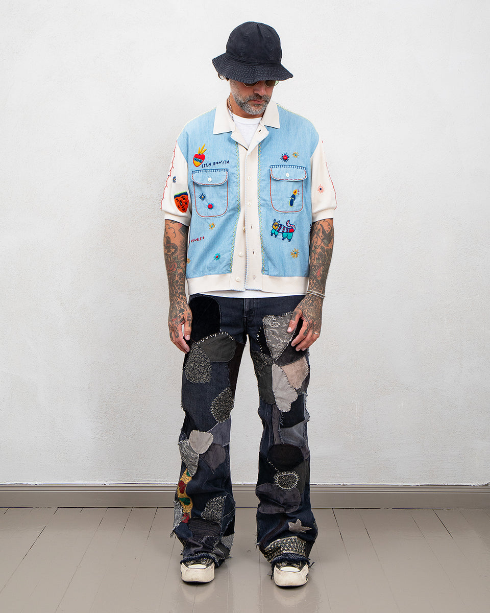 Kapital Knit x Chambray Polo Shirt, Isla Bonita