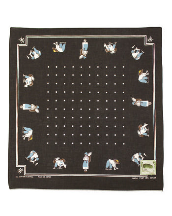Kapital Fastcolor Selvedge Bandana, (Rice Seeding), Black