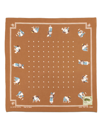 Kapital Fastcolor Selvedge Bandana, (Rice Seeding), Brown