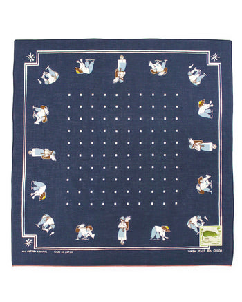 Kapital Fastcolor Selvedge Bandana, (Rice Seeding), Navy