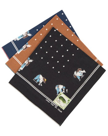 Kapital Fastcolor Selvedge Bandana, (Rice Seeding), Black