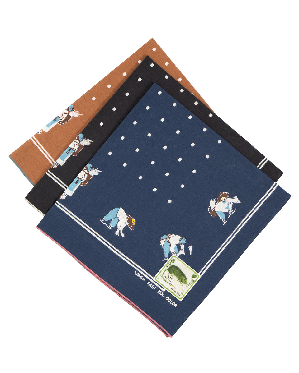 Kapital Fastcolor Selvedge Bandana, (Rice Seeding), Navy
