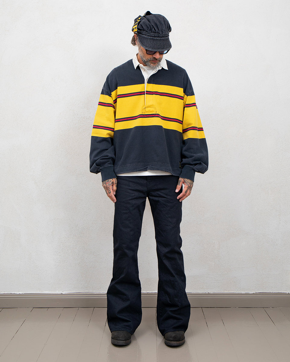 Kapital 16/-Panel Stripe Jersey Big Rugby Shirt, Black