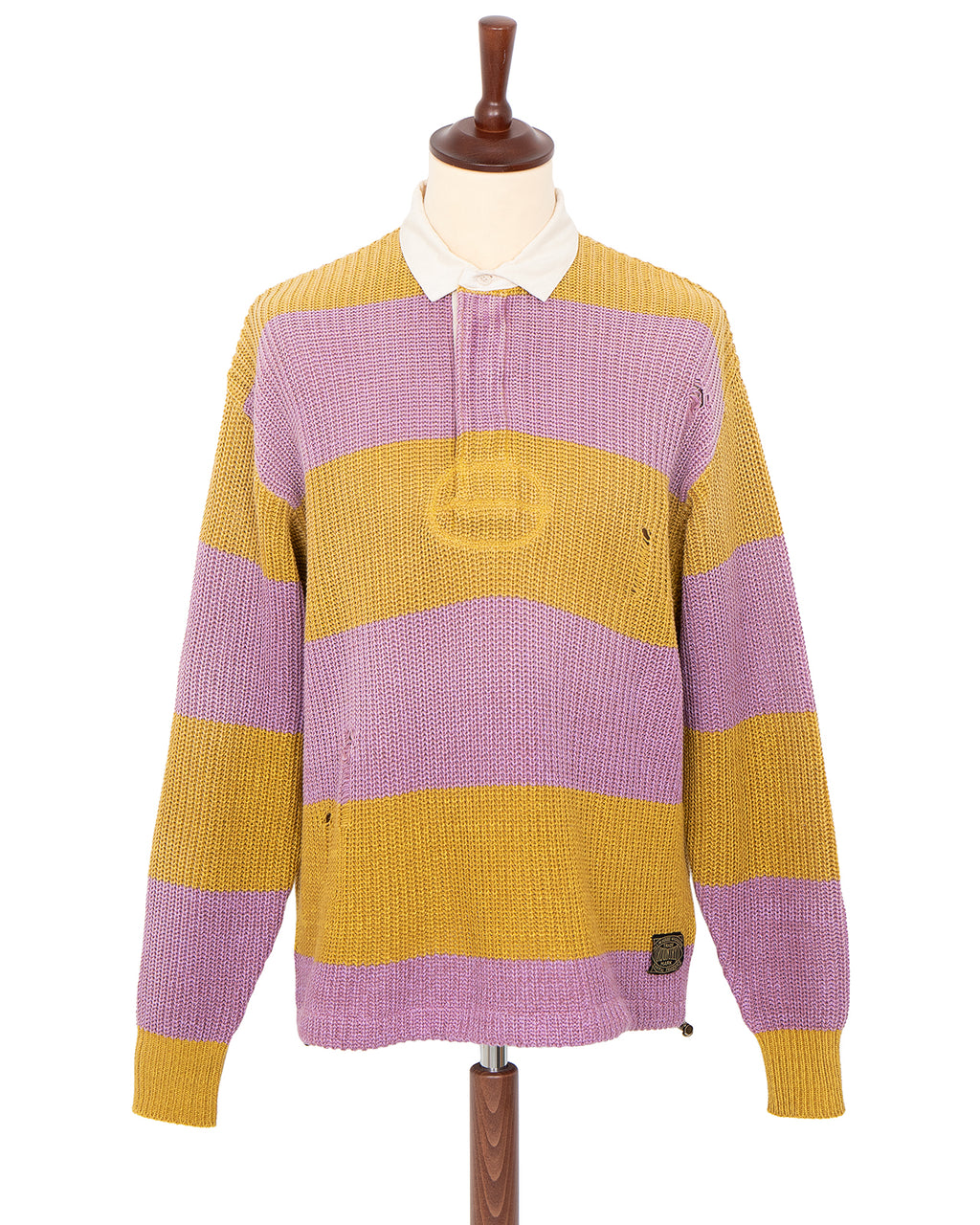 Kapital 5G Cotton Knit Rugger Shirt, Yellow / Pink