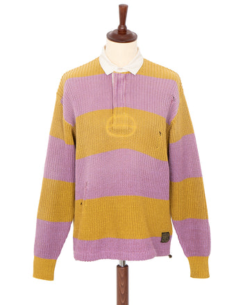 Kapital 5G Cotton Knit Rugger Shirt, Yellow / Pink