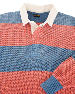 Kapital 5G Cotton Knit Rugger Shirt, Sax / Red