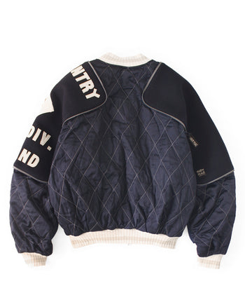 Kapital Rayon Satin Quilting Sham-Bomber Jacket, Pearl Flag