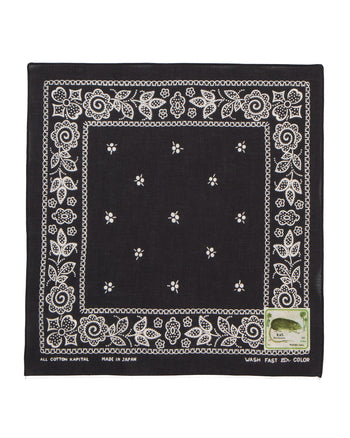 Kapital Fastcolor Selvedge Bandanna (Escargot Flowers), Black, Small