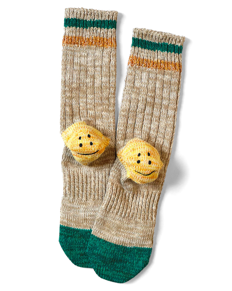 Kapital 60 Yarns Grandrelle Ivy Rainbowy Happy Heel-Hold Socks, Beige