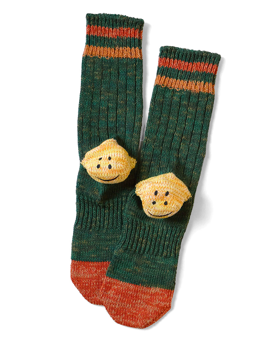 Kapital 60 Yarns Grandrelle Ivy Rainbowy Happy Heel-Hold Socks, Green