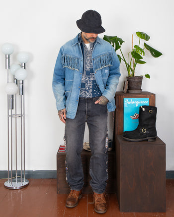 Kapital 14oz Black Denim 5P Monkey Cisco, Studs