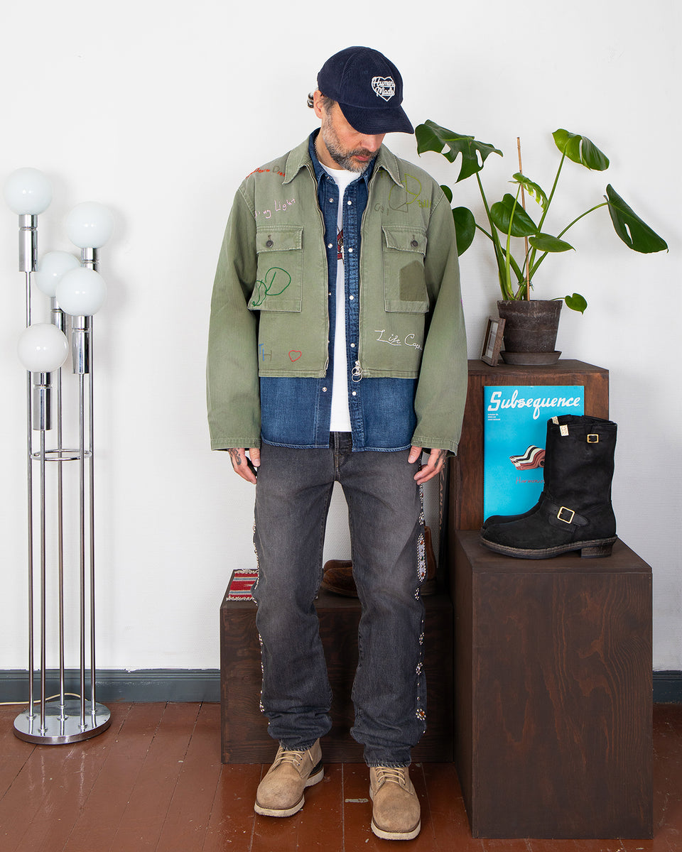 Kapital 14oz Black Denim 5P Monkey Cisco, Studs