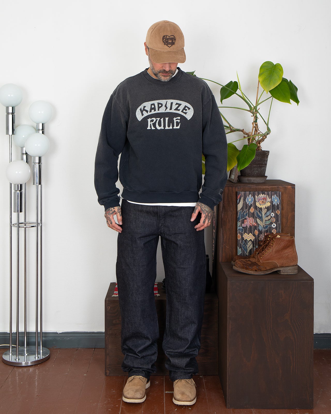 Kapital 14oz Black Denim 5P Monkey TH, ZIP Version