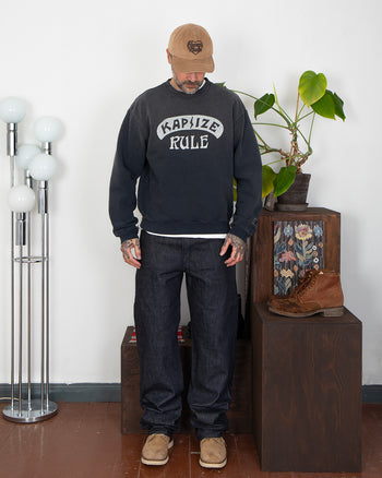 Kapital 14oz Black Denim 5P Monkey TH, ZIP Version