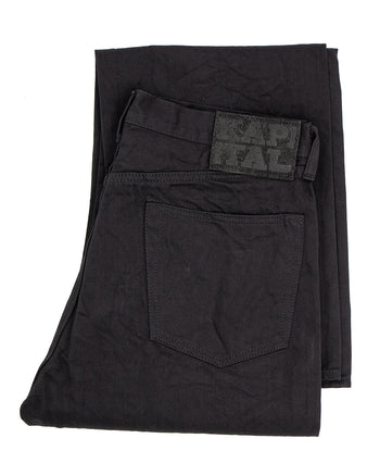 Kapital 14oz Black x Black Denim 5P Monkey TH, ZIP Version