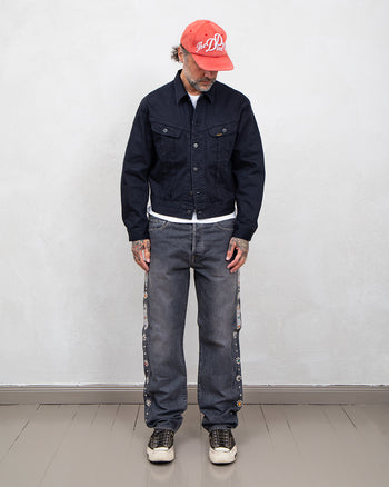 Kapital 14oz Black Denim 5P Monkey Cisco, Studs