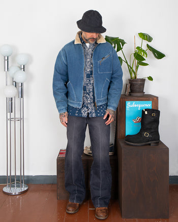 Kapital 11.5oz Denim Lining Reversible Zip Up Work Jacket (VIRGIN MARY)