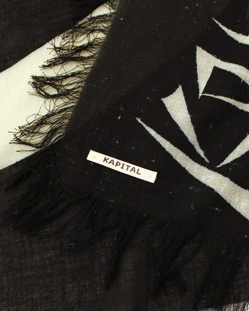 Kapital Rayon Fringed Square Stole (Giant Peace)