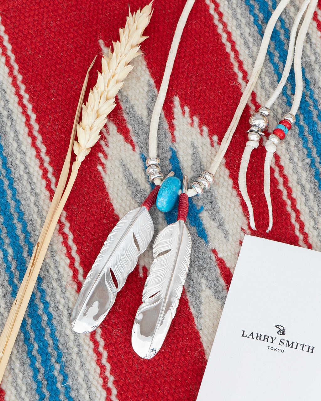 Larry Smith Double Feather Necklace Combination, White
