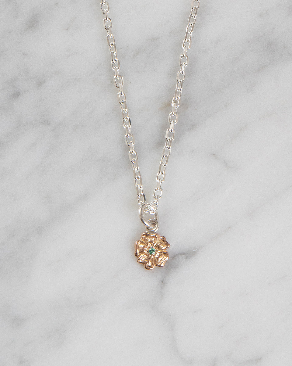 Larry Smith 18K Rose Gold Rose Pendant, Small, Emerald