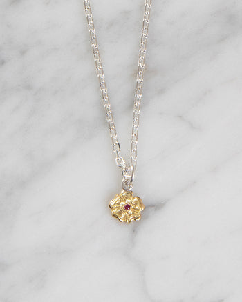 Larry Smith 18K Gold Rose Pendant, Small, Ruby