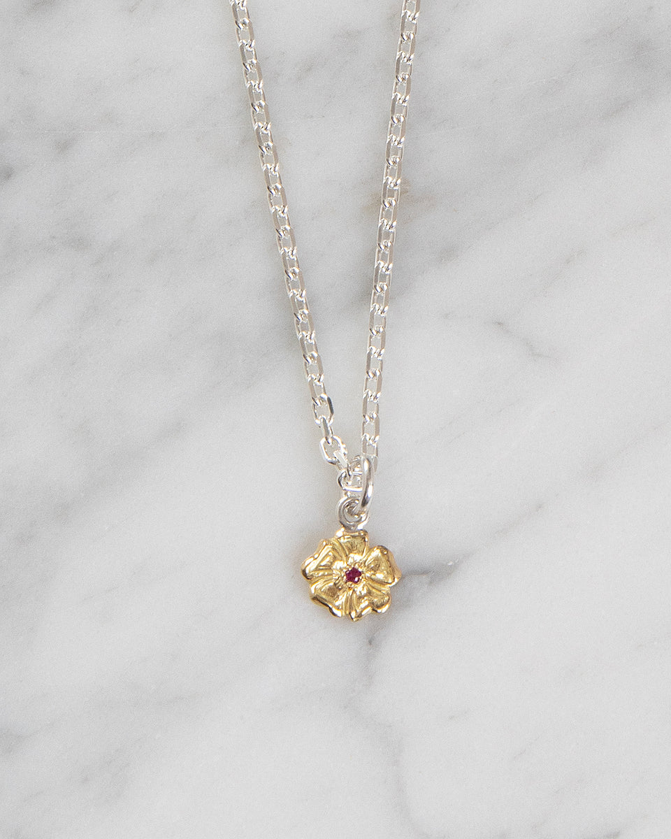 Larry Smith 18K Gold Rose Pendant, Small, Ruby