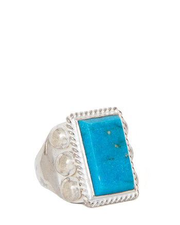 Larry Smith 6 Point Flattop High Dome Turquoise Ring