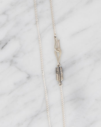 Larry Smith Skinny Silver Curb Chain, Arrow, 60cm