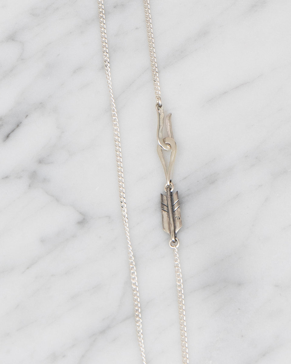 Larry Smith Skinny Silver Curb Chain, Arrow, 60cm