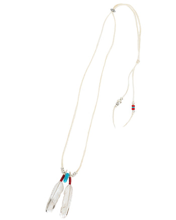 Larry Smith Double Feather Necklace Combination, White