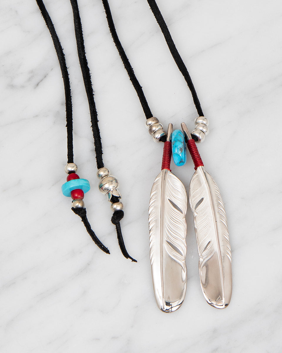 Larry Smith Double Feather Necklace Combination, Black