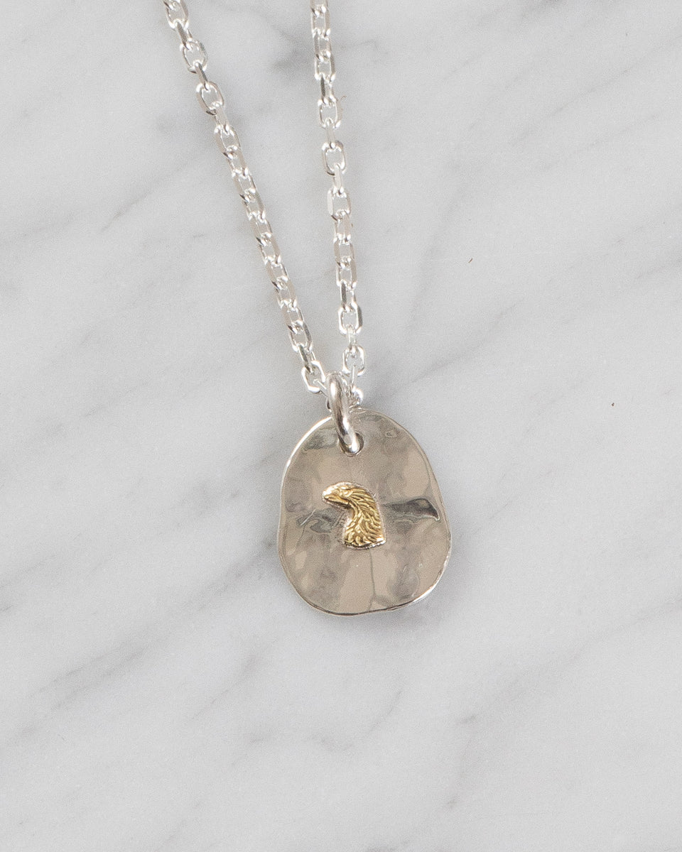 Larry Smith Eagle Head Pendant, 18K Gold Accent