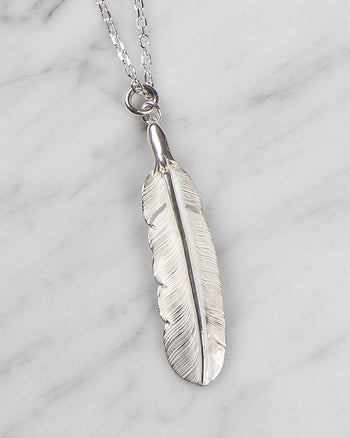 Larry Smith Silver Eagle Head Plain Feather, Right