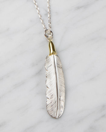 Larry Smith Gold Eagle Head Plain Feather, Right