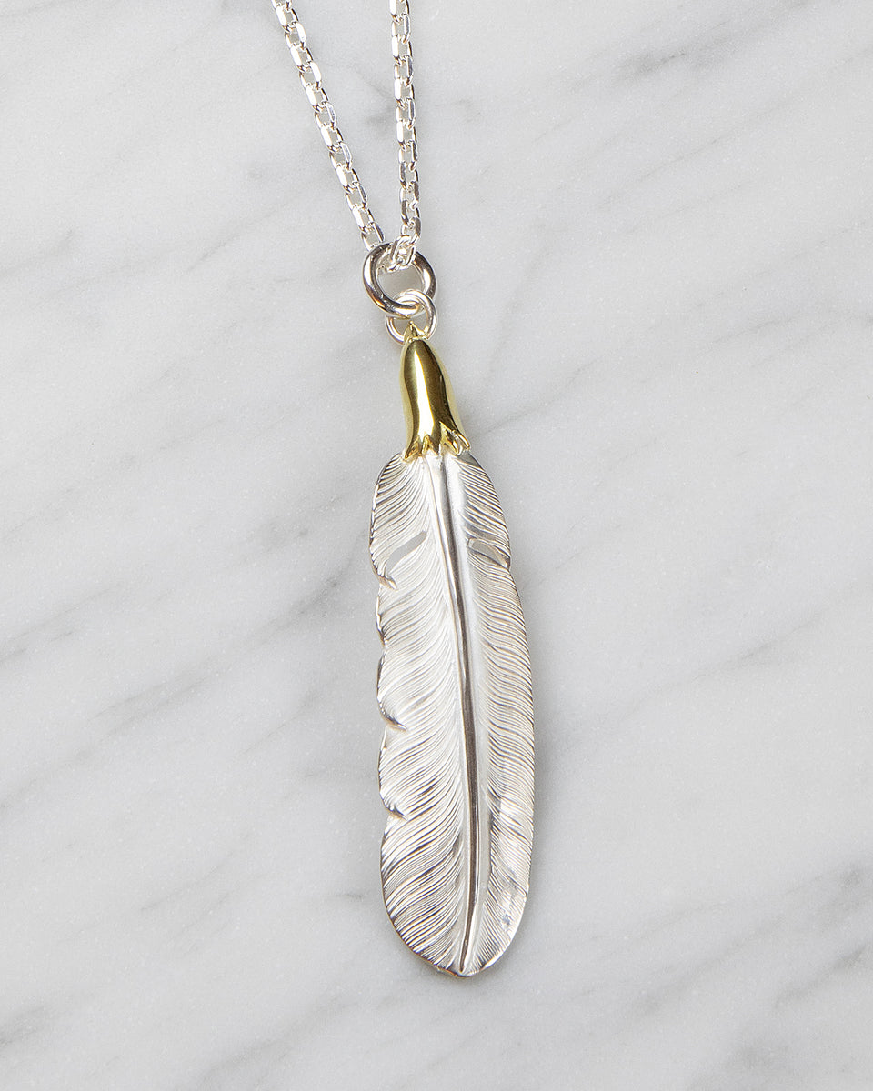 Larry Smith Gold Eagle Head Plain Feather, Right